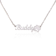 Personalized Paw Print Name Necklace – Custom Pet Lover Gift