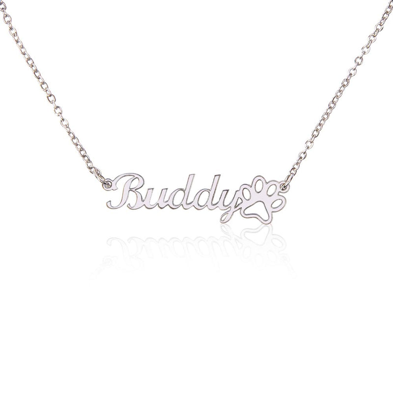 Personalized Paw Print Name Necklace – Custom Pet Lover Gift