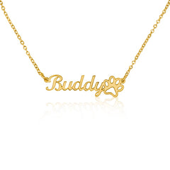 Personalized Paw Print Name Necklace – Custom Pet Lover Gift